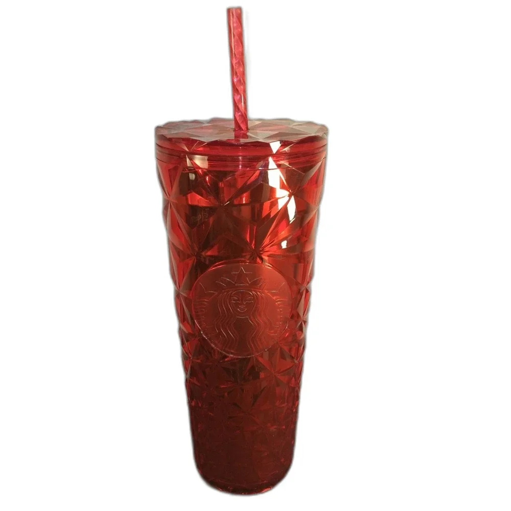 Starbucks Christmas 2023 Red Diamond Prism Crystal Tumbler (Cold Cup) 24oz Venti